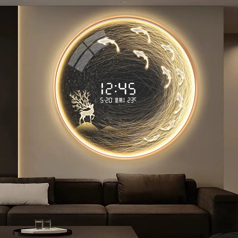 Entrance Round wall clock Restaurant Creative Bedroom Clock Wall Light Large Silent orologio da parete grandi dimensioni