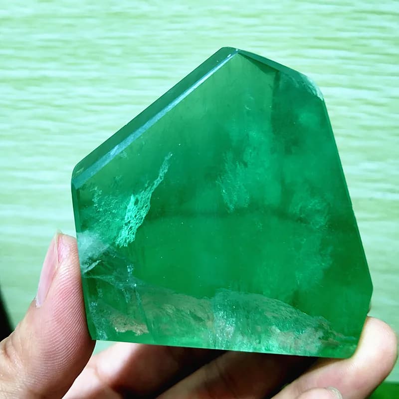 Natural Stone Green Fluorite Tablet Witchcraft Energy Spiritual Meditation Healing Feng Shui Crystal Home Decoration