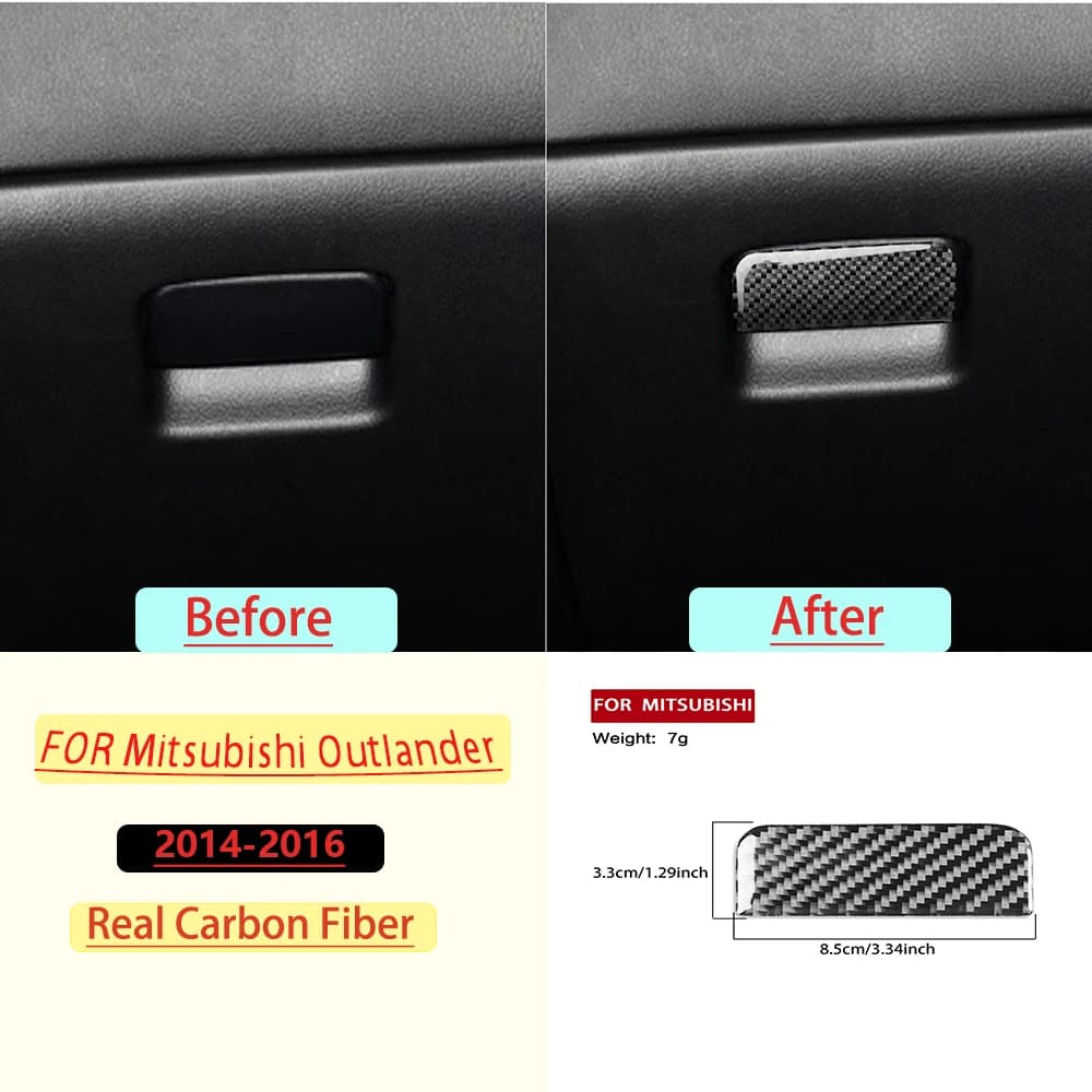 Carbon Fiber For Mitsubishi Outlander 2014-2016 Car Co-pilot Storage Box Trim Customizable Car Sticker Interior Accessories