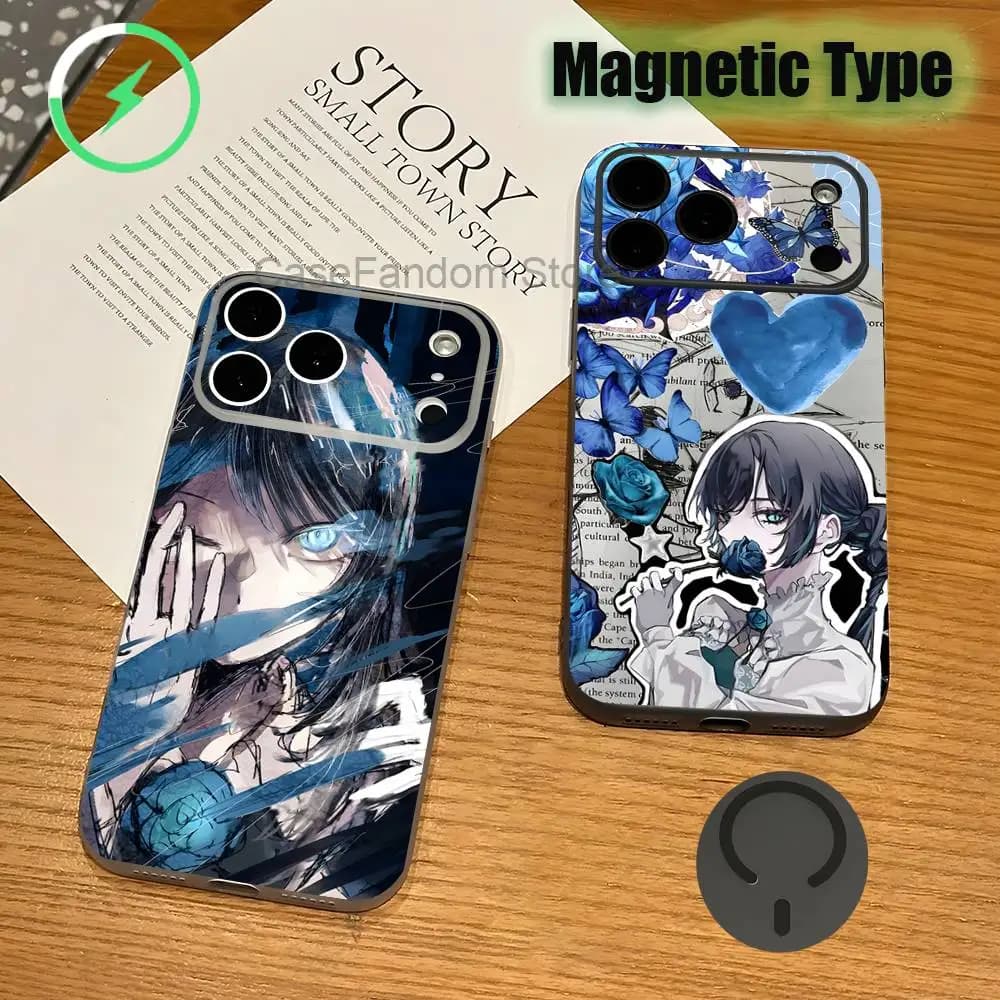 Ado Kyogen X Uta For iPhone 17,16,15,14,13,12,11,Pro,Max,Plus Transparent gray Phone Case Magnetic Wireless Charging