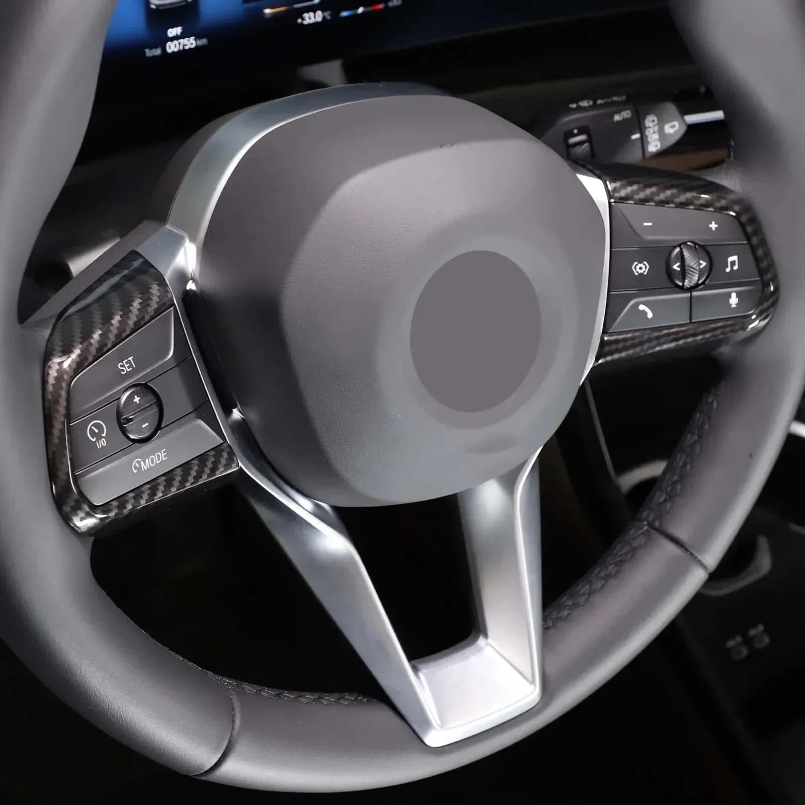 For BMW X1 IX1 U11 2023-2026 ABS Carbon Fiber Car Steering Wheel Button Cover Trim Interior Car Accessories