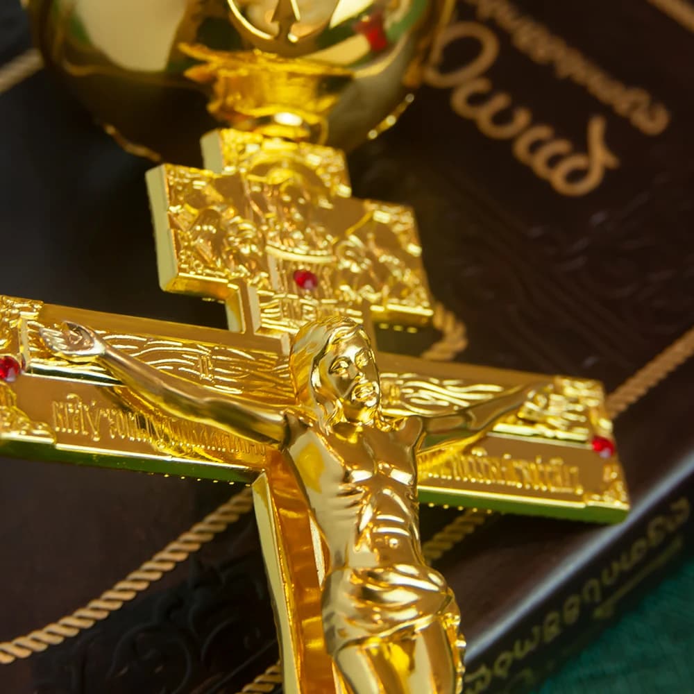 New Orthodox Church Candlestick Jesus Crucifix Chalice Gold Plated Jesus Cross  Church Mass Eucharist Supplies Church Chalice