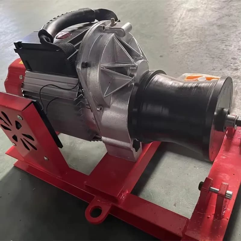 Electric Winch 1000kgs Pulling Capacity for Cable Pulling Heavy-Duty Recovery Winch with Remote Control Black