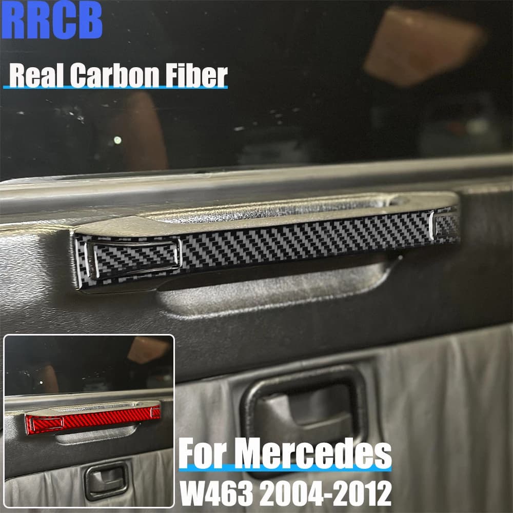 Real Carbon Fiber Car Accessories Trunk Handle Soft Cover Sticker For Mercedes-Benz G Class W463 G500 G55 G63 G550 2004-2012