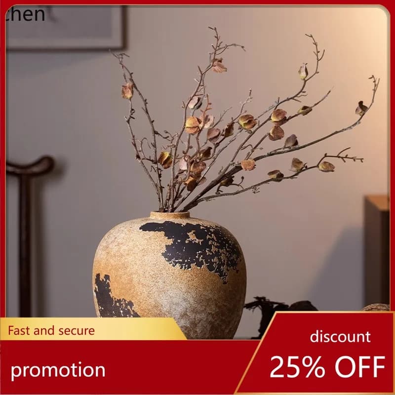 HXL Ceramic Study Room Homestay TV Cabinet Desktop Ornament Flower Arrangement Vase