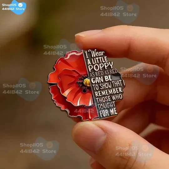 Red Poppy Remembrance Lapel Pin Unisex Red Friday Exquisite Brooch-Patriotic Appreciation Awareness Pin for Family Women Men