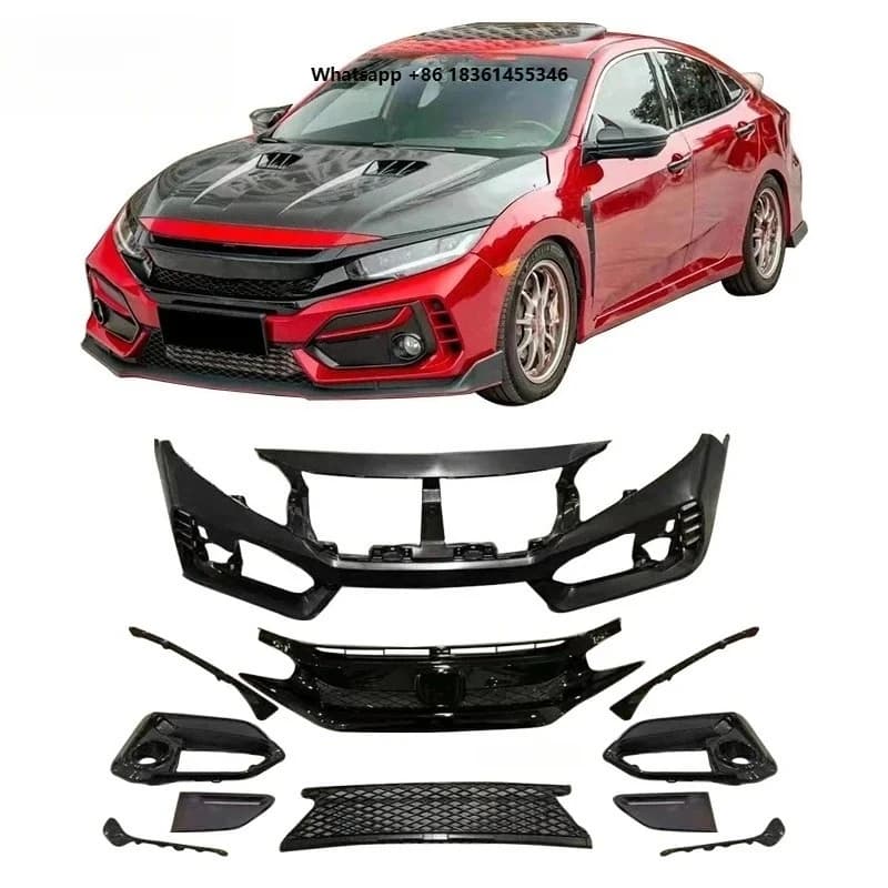For Upgr Type-R High Quality Bt Sale Car Bodykit Front Rear Bumper Side Skirts -