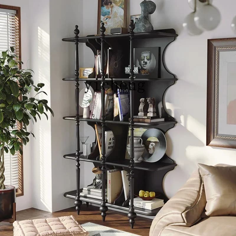 H19- medieval free combination bookshelf whole wall bookcase multi-layer household living room partition entrance shelf
