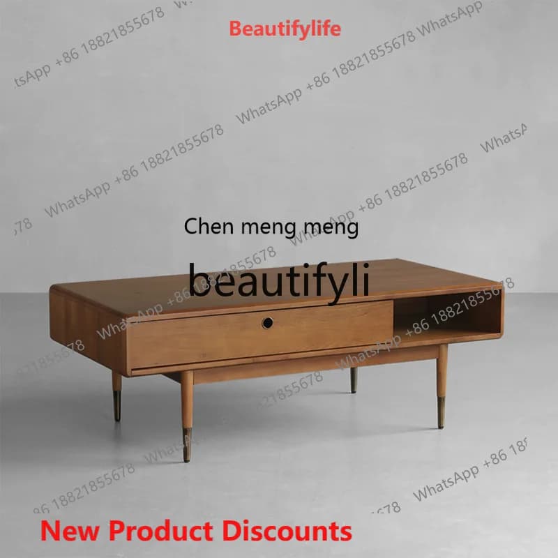 2003 Nordic Industrial Style Retro Solid Wood Tea Table Living Room Square Coffee Table Solid Wood
