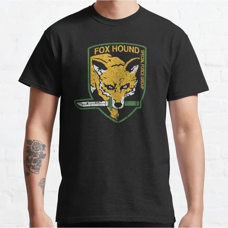 Metal Gear Solid MGS Game Merch T‑Shirt Gamer Fan Gift Foxhound Short Sleeve Tees Solid Snake Graphic Print Streetwear Tops