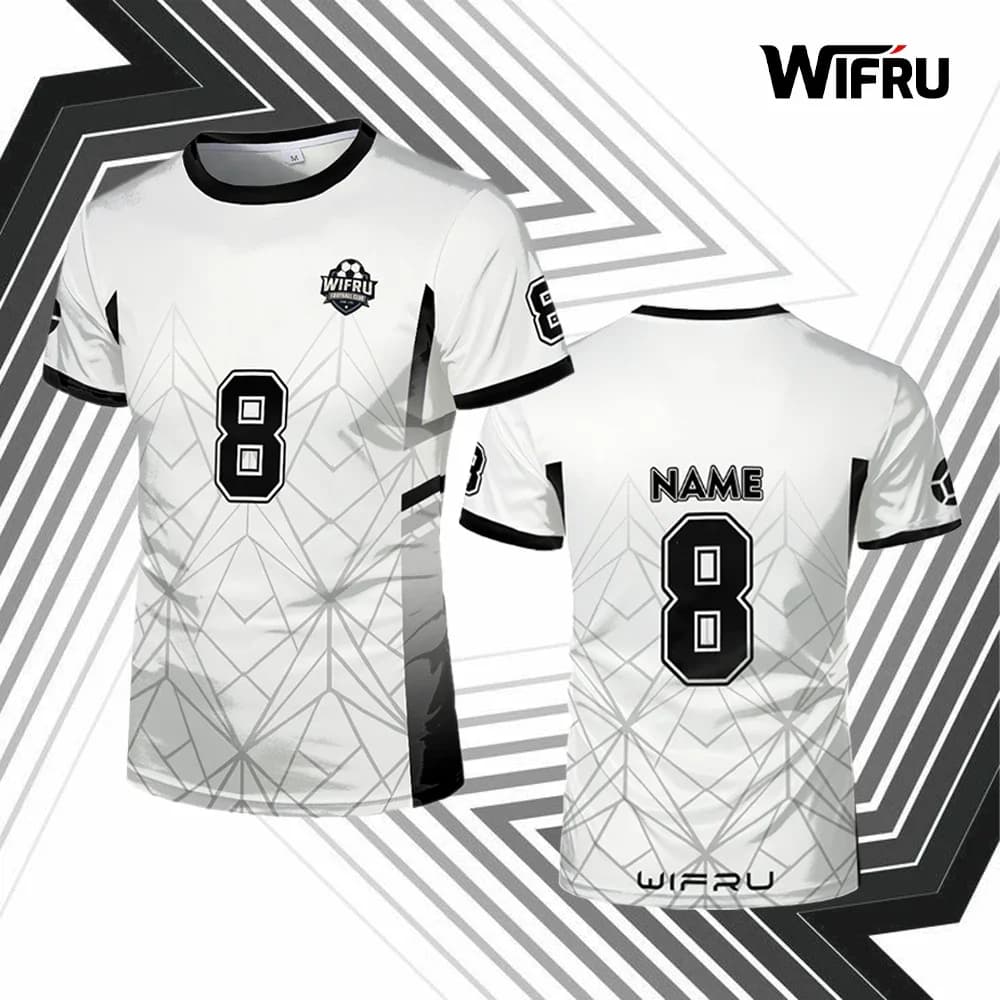 Geometric 3D Printed Football T-shirt Outdoor Training Breathable Quick-drying Jersey WIFRU Round Neck Custom Short Sleeve Tops