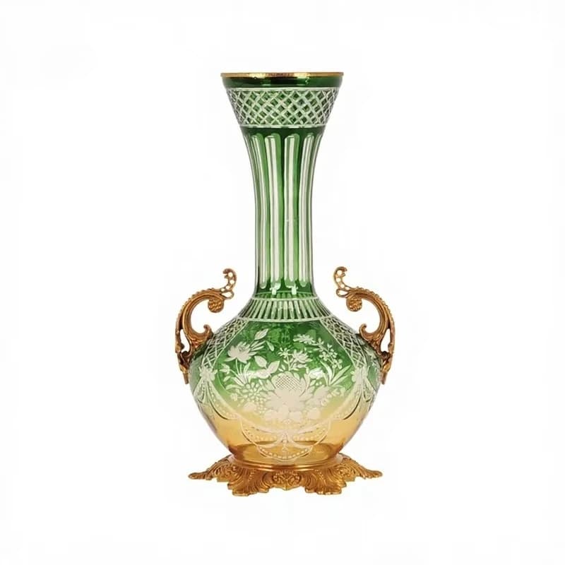 &c Noble Luxury Villa Glass Vase for Living Room Entrance Large Desktop Decoration Potted Plant Tower Lighting Glass Crystal