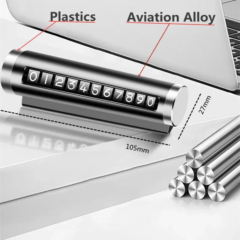 Adjustable Rotary Car Parking Phone Number Plate, Aluminum Alloy Temporary Stop Sign, Universal Vehicle Interior Decor Accessory