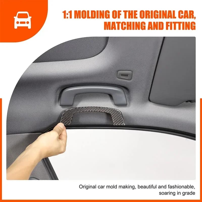 4PCS Carbon Fiber Car Interior Overhead Grab Handle Trim Decorative Sticker Accessories For BMW 5 Series G60 G61 2024-2025