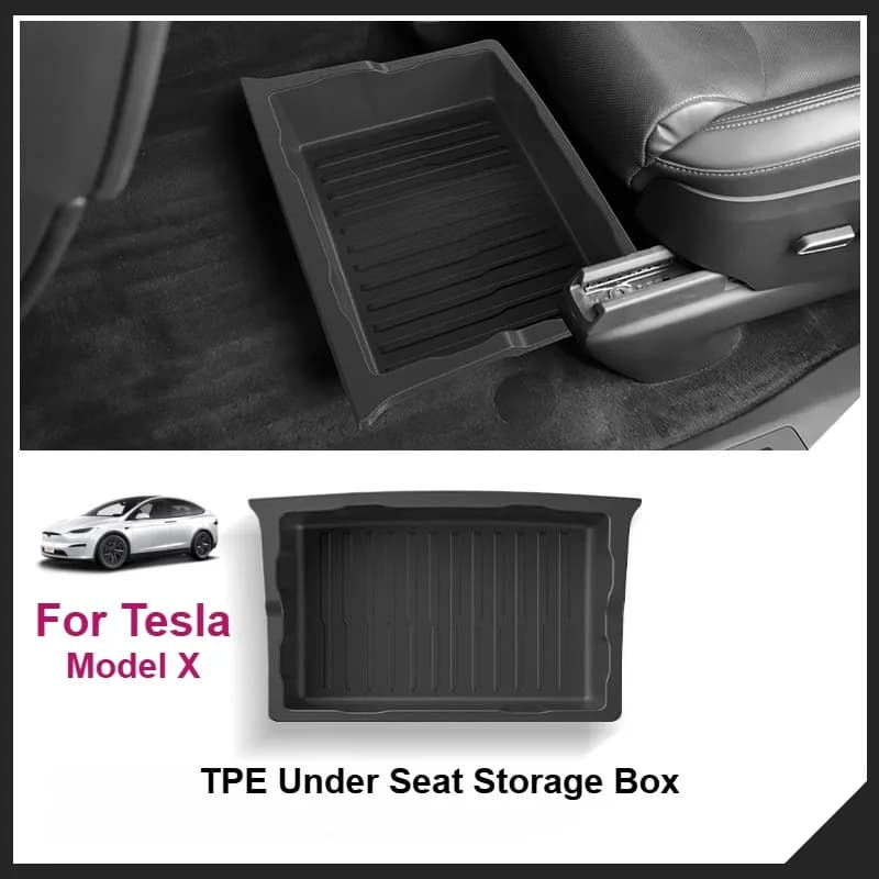 For Tesla Model X 2023-2026 Under Seat Storage Box Drawer Type Organizer Interior Lower Case Car Modification Accessories