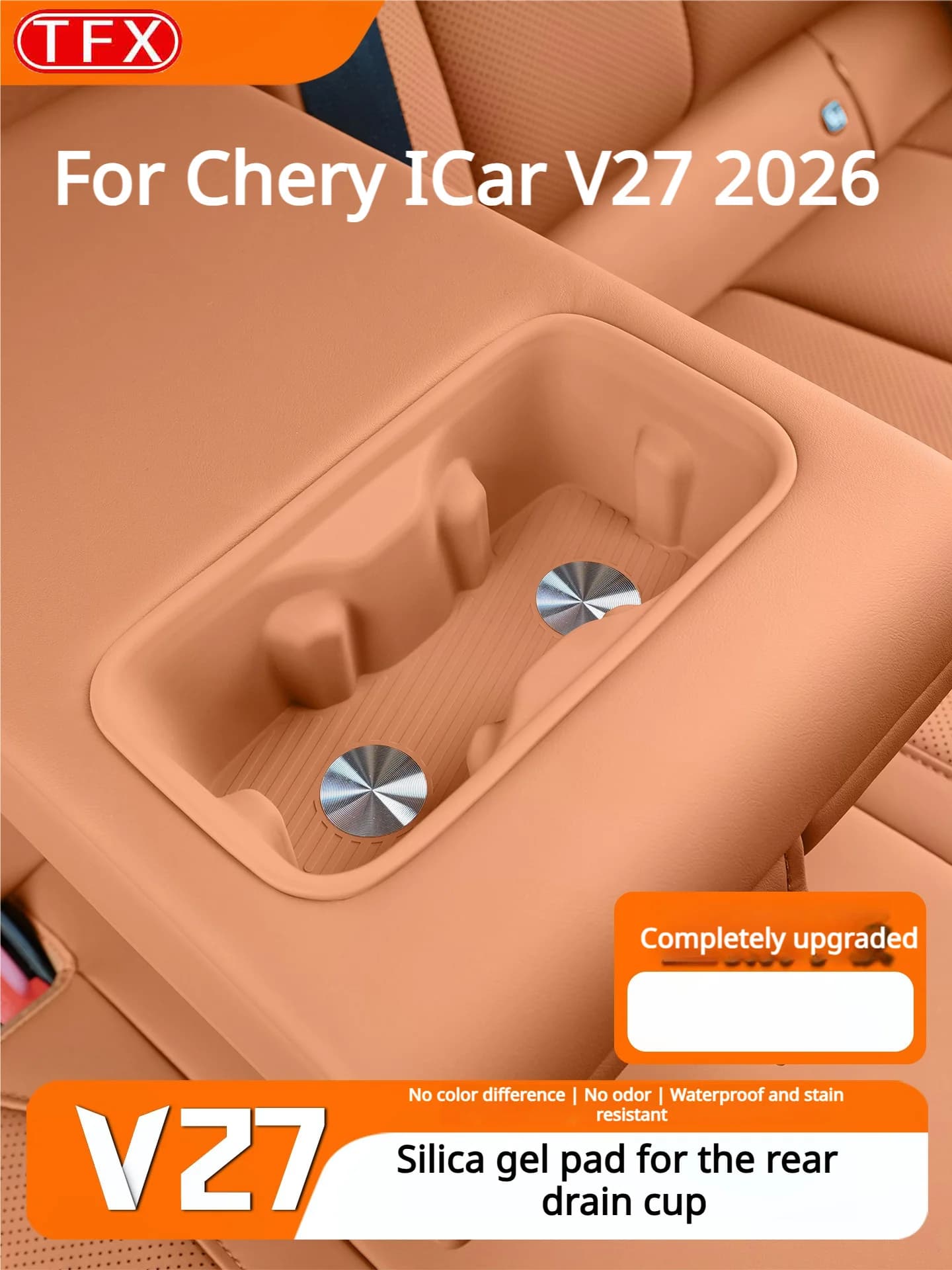 For Chery ICar V27 2026 Car Styling Rear Armrest Cup Holder Silicone Mat Storage Organizer Interior Decorative Car  Accessories