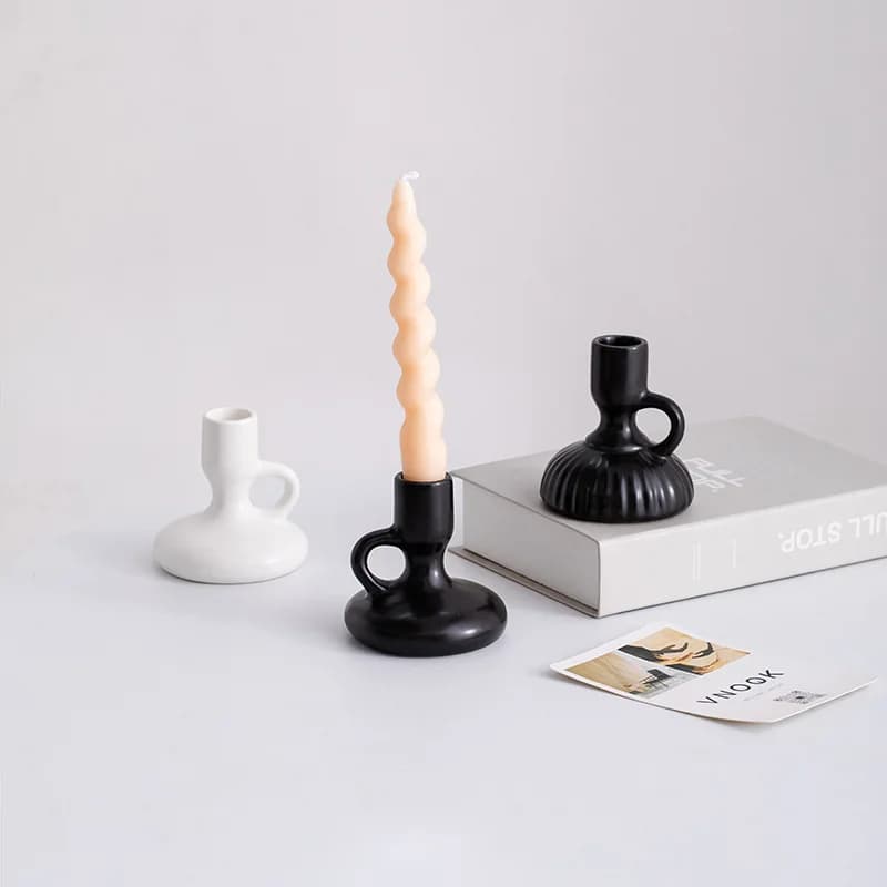 Modern Nordic Unique Ceramic Candle Holder Romantic Table Decor Candlelight Dinner Wedding Shooting Props Home Desktop Ornament