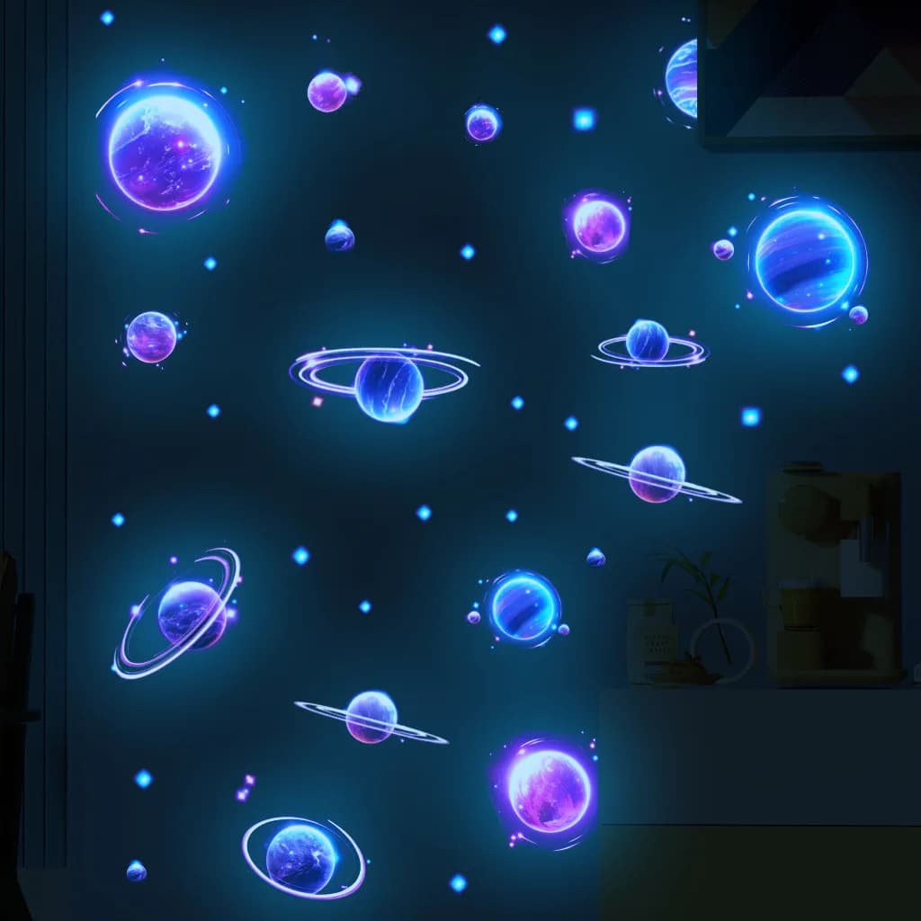 Space Luminous Sticker For Children's Room Decals Kids Bedroom Glow In The Dark Decorative Stickers Waterproof Self-adhesive