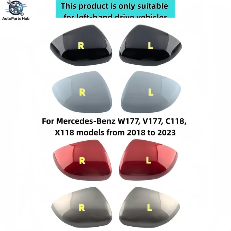 Rearview Mirror Covers and Mirror Housings Suitable for Mercedes-Benz W177, V177, C118, X118 Models from 2018 to 2023