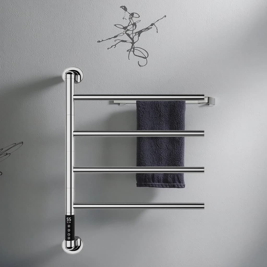 Energy Saving Intelligent Heated Stainless Steel Electric Towel Rack Concealed Design Foldable for Small Bathrooms Office