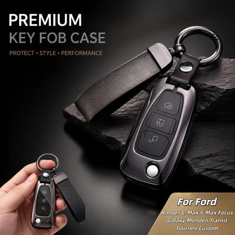 Metal Car Folding Key Case Cover Bag for Ford Focus C-Max S-Max Galaxy Mondeo Ranger Transit Tourneo Custom Car Key Protector