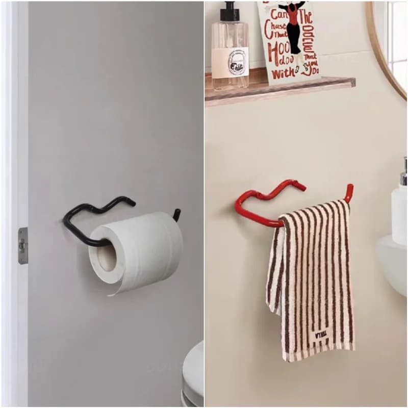 Red Black Toilet Paper Holder Resistant Tissue Paper Towel Rack For Bathroom Kitchen Washroom Screw Wall Mount Hook Accessory