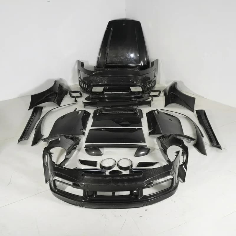 High Quality TopC Style Dry Carbon Fiber Body Kit Front Bumper Side Fender Rear Spoiler For Porsche 911 992