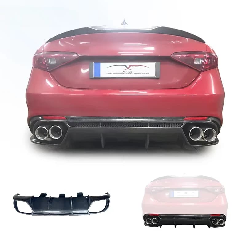 Car Bumper Rear Diffuser Rear Spoiler Carbon Fiber Body Kit Suitable for 2016-2024 Alfa Romeo Giulia Sport Clover Car