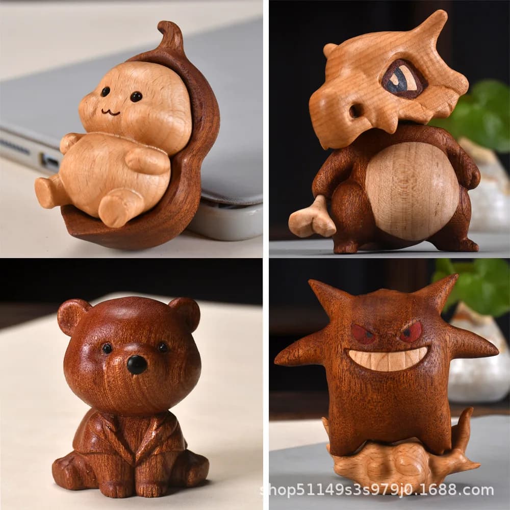Solid Wood Spliced Hedgehog Figurine Dopamine Style Decor Creative Wenwan Hand Piece Wood Carving Craft Ornament