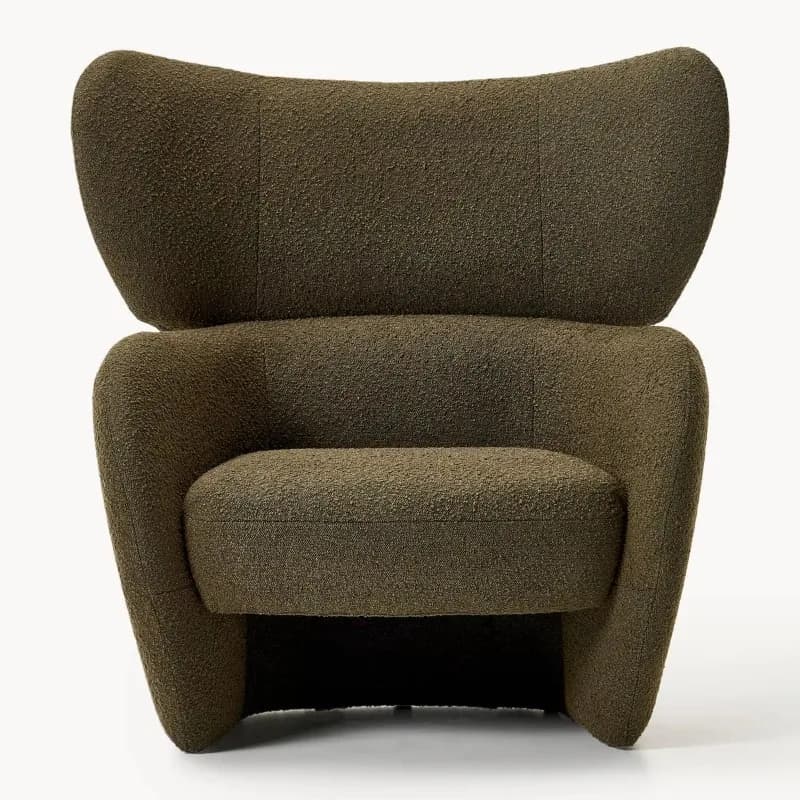 Modern durable curved barrel fabric environmentally friendly decorative chair upholstered barrel armchair, suitable for family