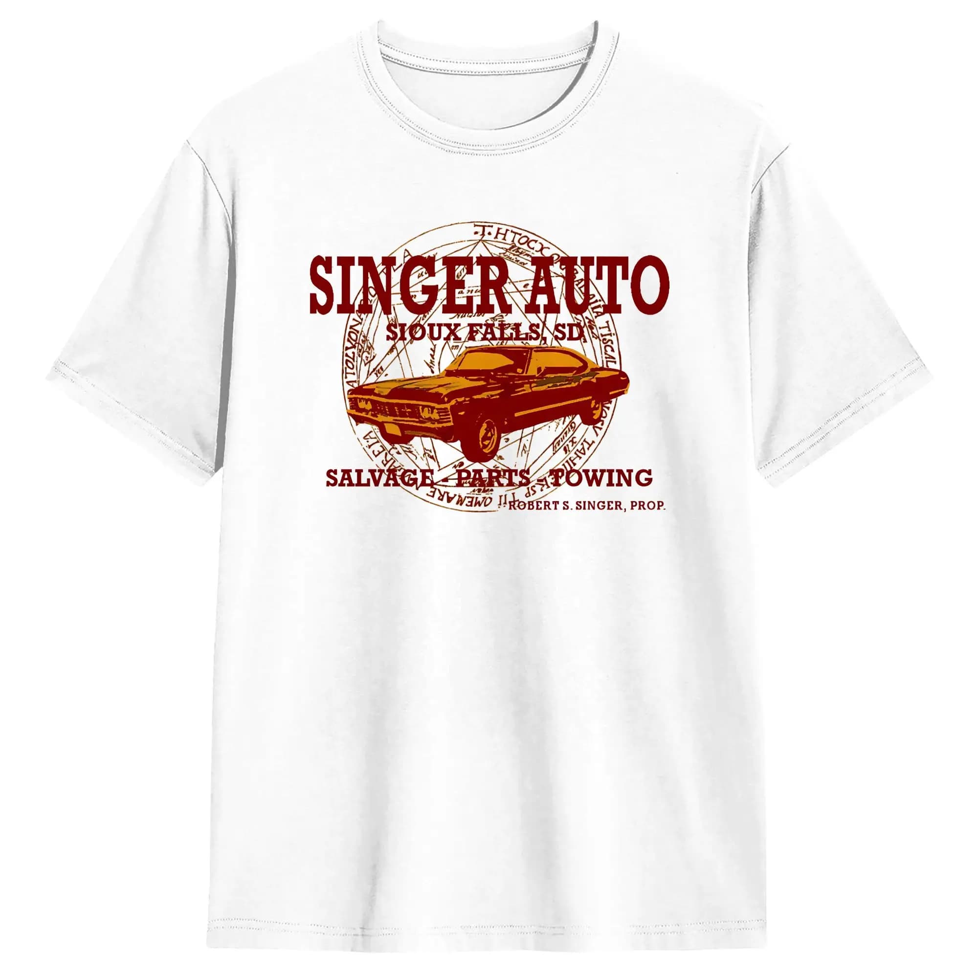 Streetwear T Shirt Summer SINGER AUTO Impala Supernatural Hip Hop T-Shirts Cotton Tee Shirt for Men Y2K Basic Short Sleeve Tops