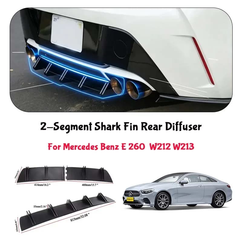 For Mercedes Benz E 260  W212 W213 Shark Fin Rear Diffuser Split Chassis Spoiler Auto Aerodynamic Parts Aerodynamic Modification