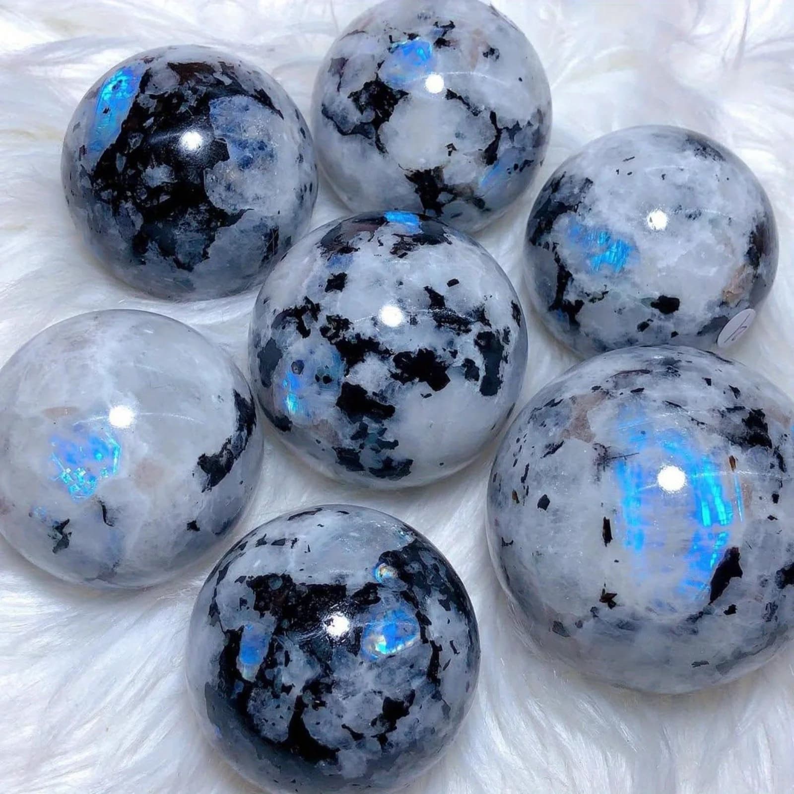 Natural Rainbow Moonstone Sphere Polished Crystal Ball Flash Gemstone Home Office Desk Decor Collection Gift