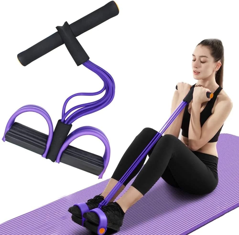 MOQ10PCS 6 Tubes High Quality Fitness Elastic Foot Pedal Resistance Bands Sit up Pull Rope Foot Pedal