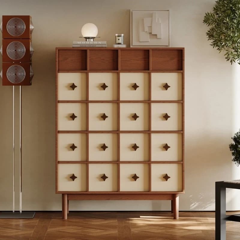 Dining side cabinet, living room integrated storage cabinet against the wall, solid wood storage side cabinet