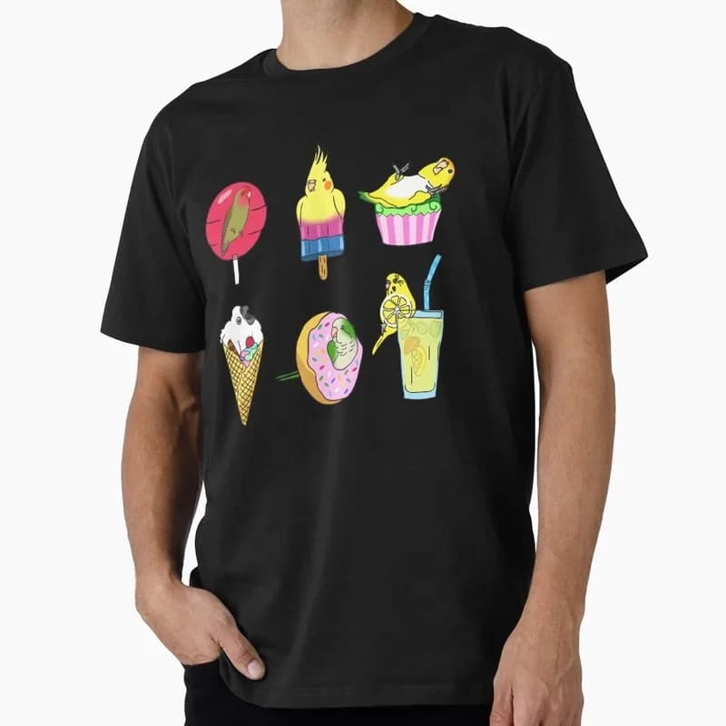 Sweet Birbs doodle Funny Parrot Gift T-shirt for Birds Lover Short Sleeve Graphic Clothes All Size Tops Unisex Tee S-6XL