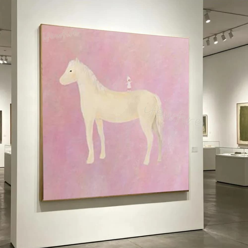 Modern French Style Mural 100% Handmade Animal Oil Painting on Canvas European Horse Wall Art Picture - Living Room Home Decor