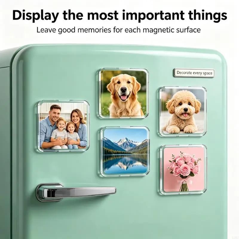 DIY Clear Acrylic Photo Display Set for Refrigerator Crafts 55KF