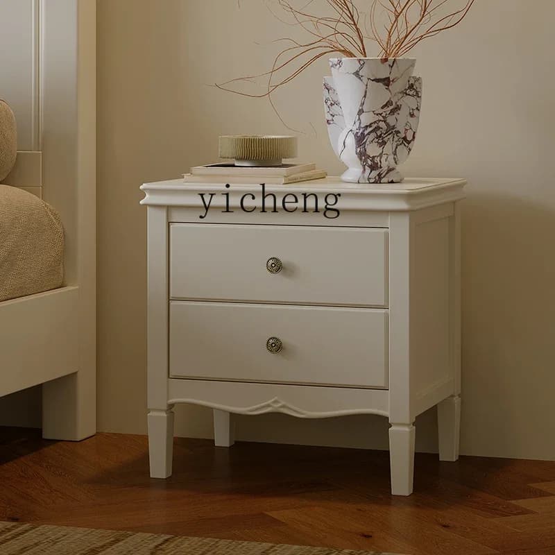 DSA Vintage Solid Wood Nightstand Black Bedside Storage Cabinet