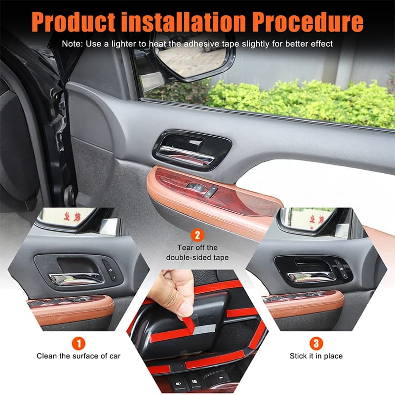 For Cadillac Escalade 2007-2014 ABS carbon fiber car interior door bowl protection sticker car interior accessories 4pcs