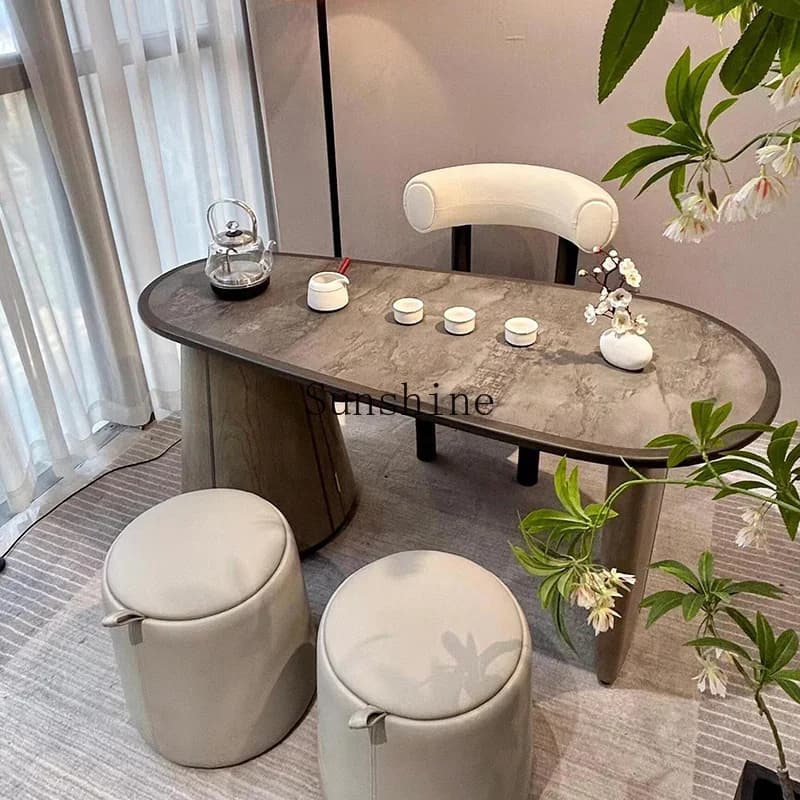 Cream Wind Fire Star Rock Balcony Tea Table Chair Combination Home Living Room Simple Light Luxury Modern Premium  FT