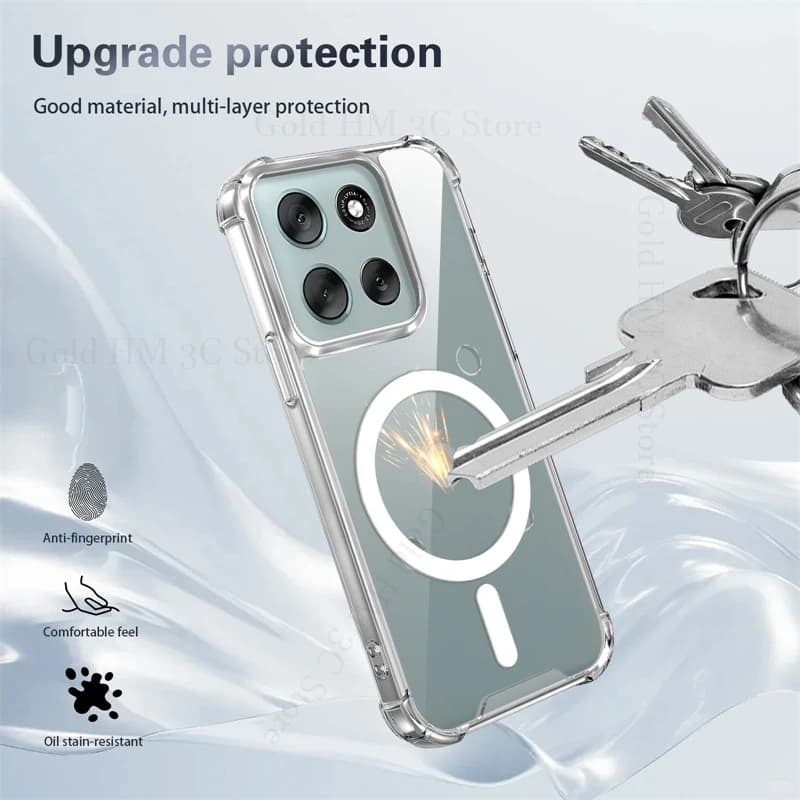 For OPPO Realme 16 Pro Plus 5G For Magsafe Magnetic Transparent Case For Oppo Realme 16T 15 Pro 5G Four Corners Shockproof Cover