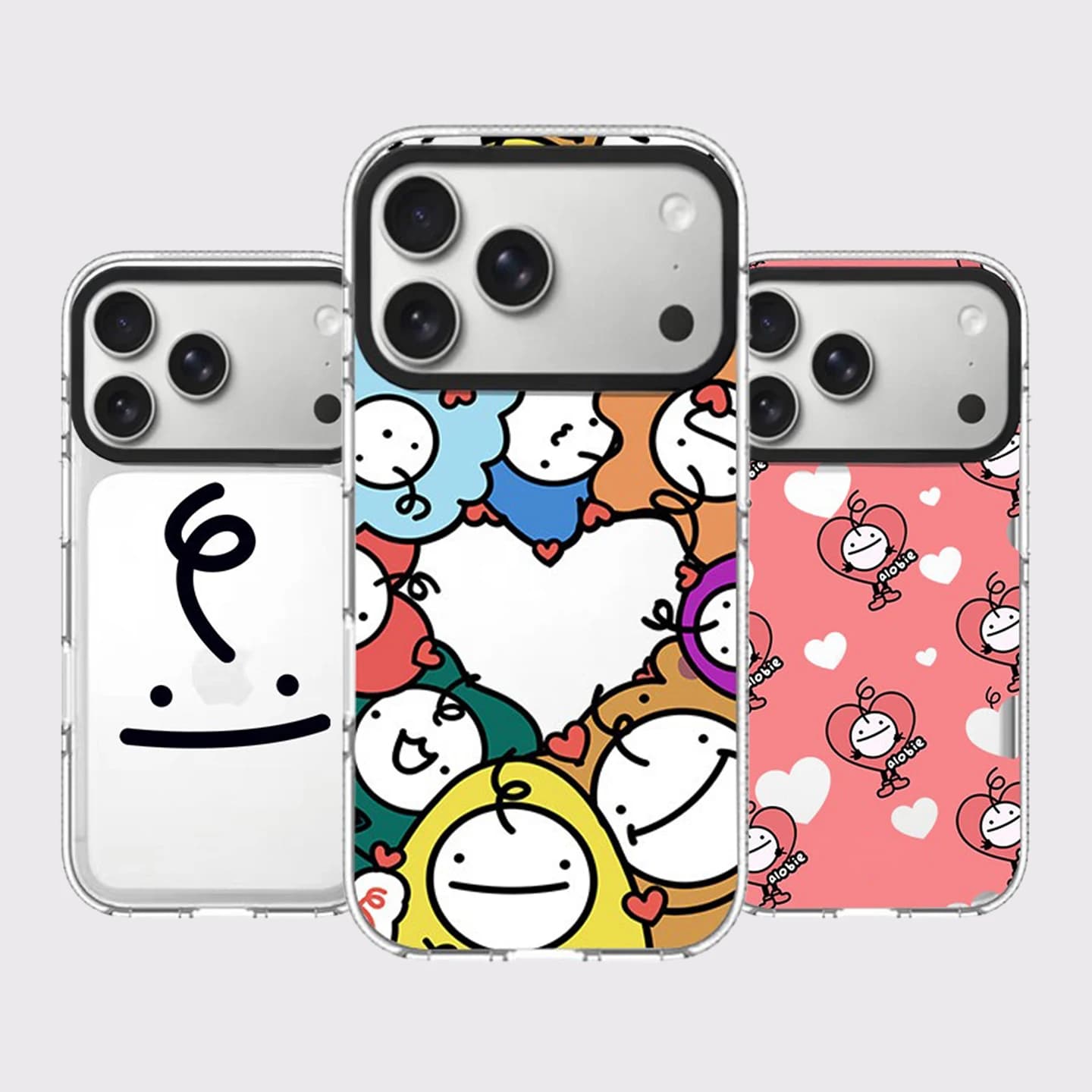 Cartoon Line Love Face White Border Magnetic Impact Phone Cover for IPhone 12 13 14 15 16 17 Pro Max Case for IPhone 17 Air