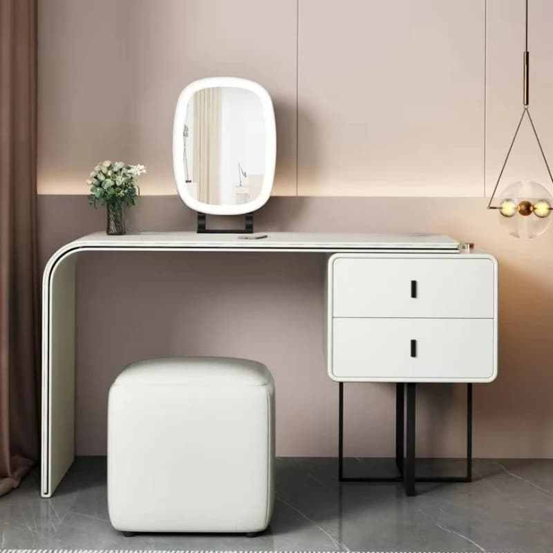 Modern lightweight luxury style wooden dresser with glass mirror and bedroom furniture storage drawers