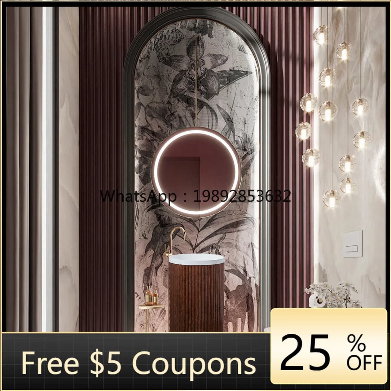 AB  Round Balcony Washbasin Small Apartment Creative Retro Pedestal Basin