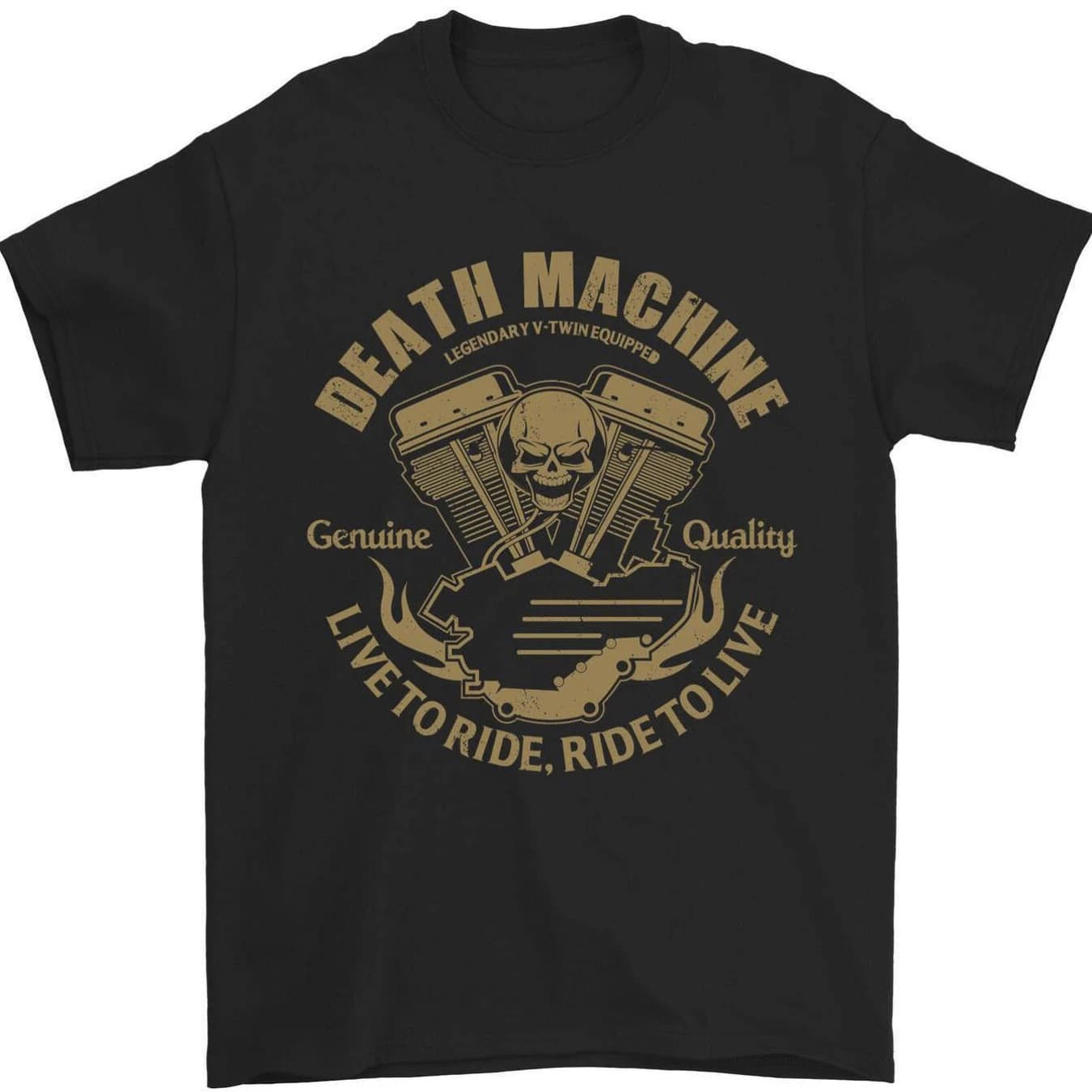 Vintage Biker Death Head & Engine Motorcycle T-Shirt 100% Cotton O-Neck Short Sleeve Summer Casual Mens T-shirt Streetwear