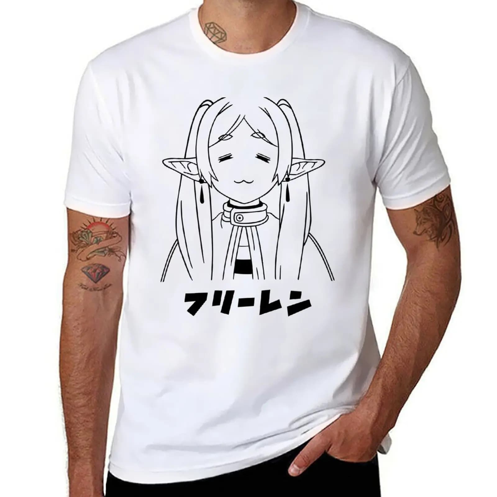 Frieren T-Shirt black cotton t-shirt plain for man package man t shirt cotton high quality T-Shirt