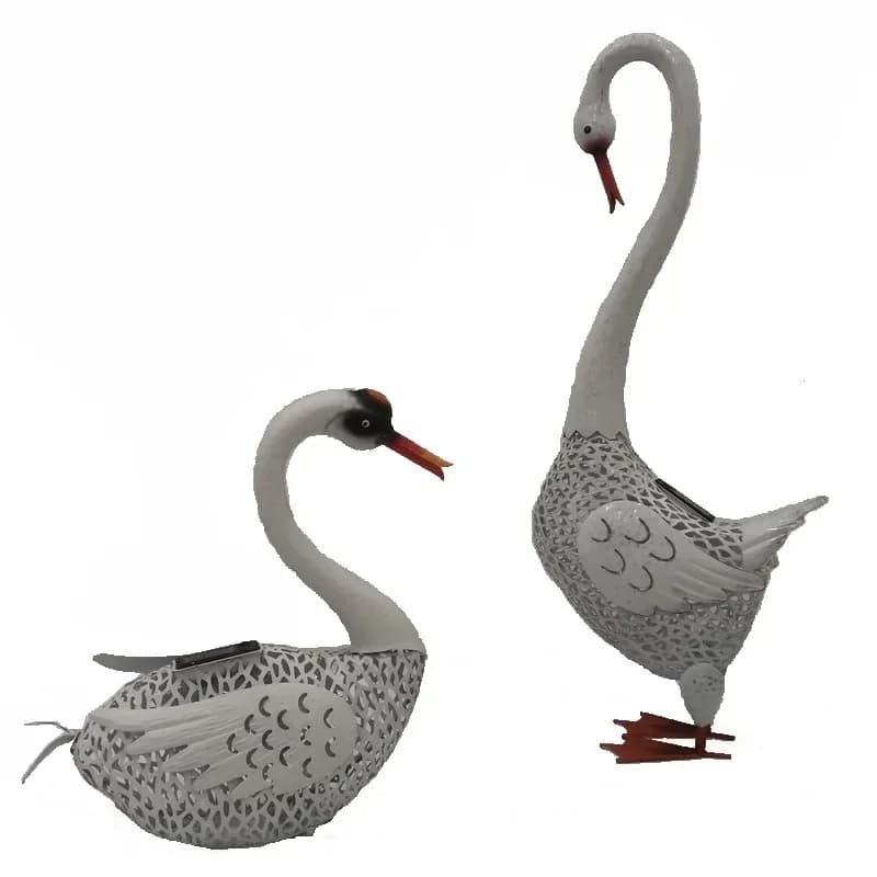 Garden Courtyard, Outdoor Lawn, Tin Animal, Tall Swan Mesh, Solar Light