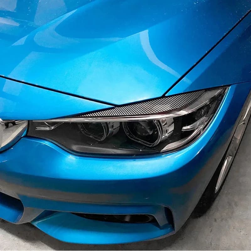 2Pcs ABS Evil Headlight Eyebrows Eyelid For BMW 4 Series F32 F33 F36 M4 420d 420i 425d 430i 435i 440i 2013-2021  Gloss