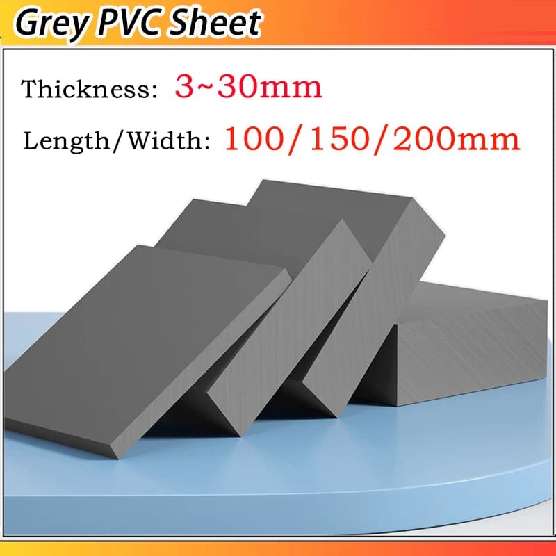1~5pc Grey PVC Sheet Thickness: 3/4/5/6/8/10/12/15/20/25/30mm Length/Width:100/150/200mm Polyvinyl Chloride Hard Sheet